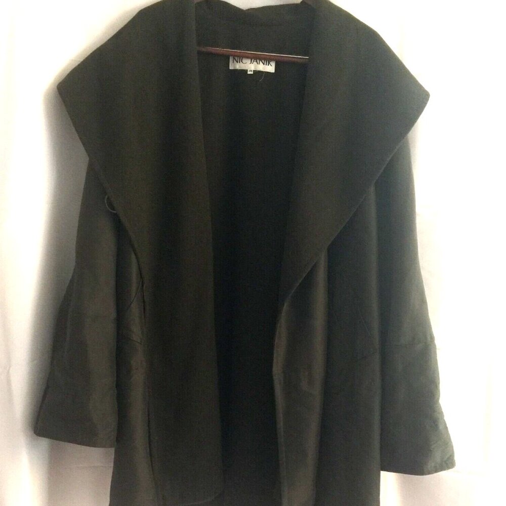 VTG NIC JANIK WOOL LINED COAT JACKET WOMENS M 6-8 EU38 55"x37" GREEN LAGENLOOK